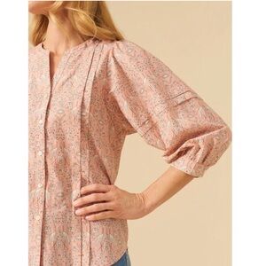 NWT JMclaughlin Laramie Pink Button Front Blouse Silk Blend